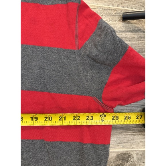 Old Navy Men's Sweater Rugby Striped Crew Neck XL Preppy Red Grey - Picture 5 of 8